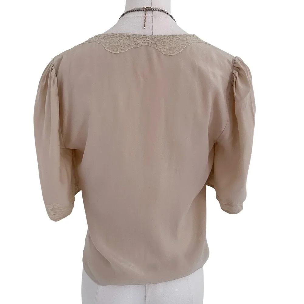 Reformation Romano Top 100% Silk Cream S